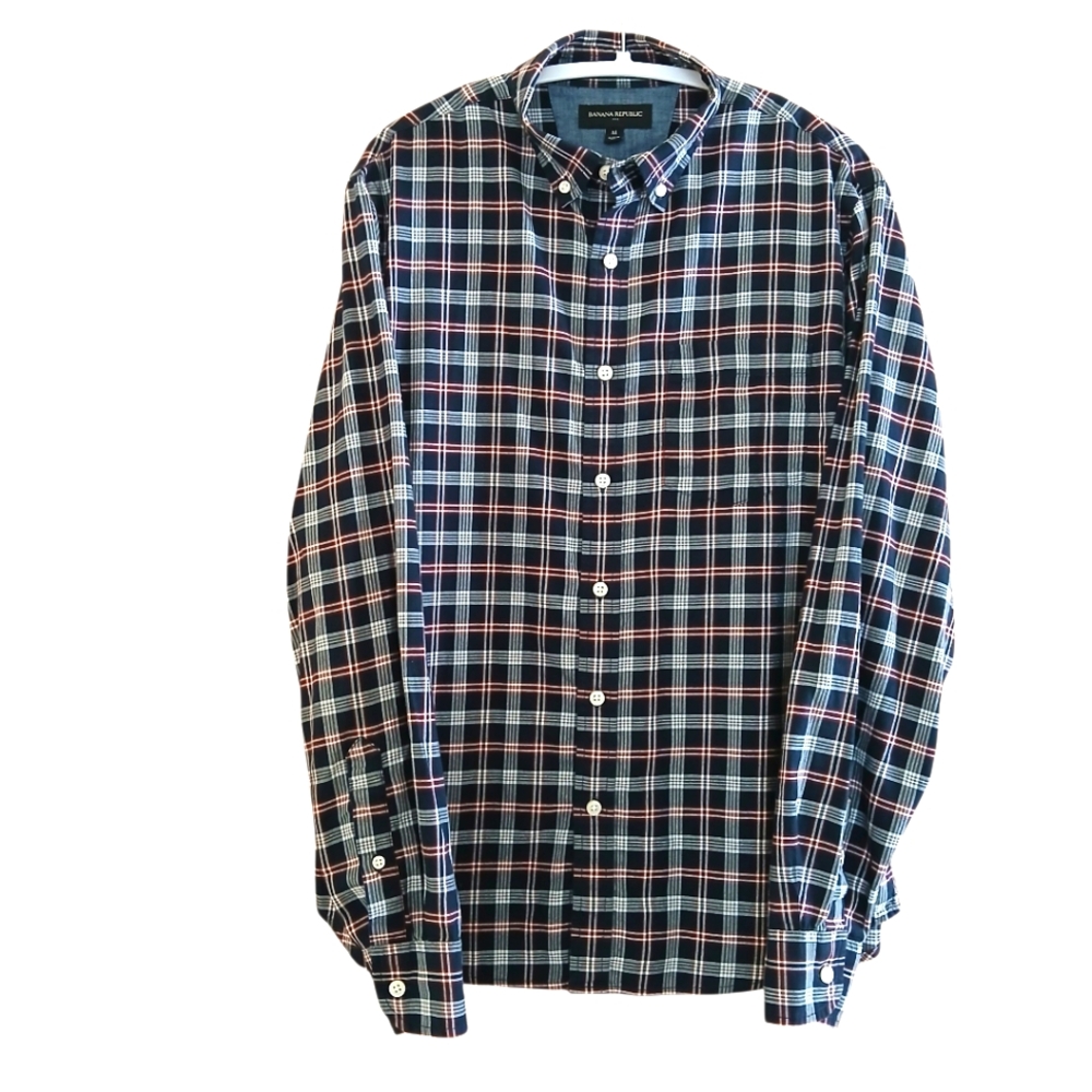 Banana Republic Plaid Flannel Slim-fit Button Down Shirt